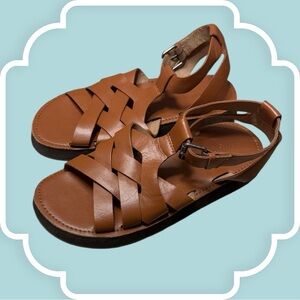 NWOT Madewell Kristen Fisherman Cognac Leather Sandals sz 8 Women’s